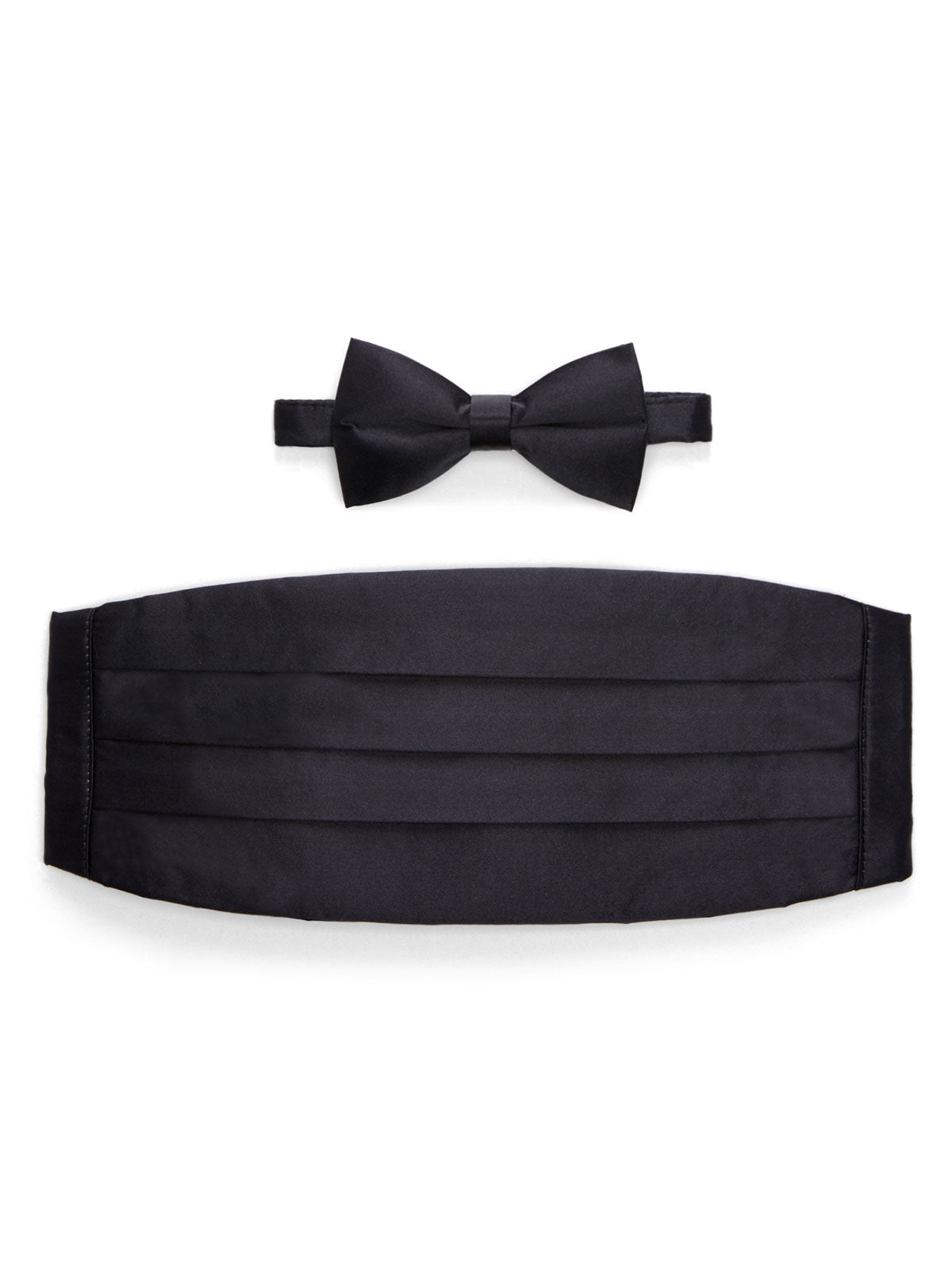 Black bow tie and cummerbund on a white background